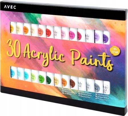 30 tubes de peinture acrylique - 12ml x 30 couleurs