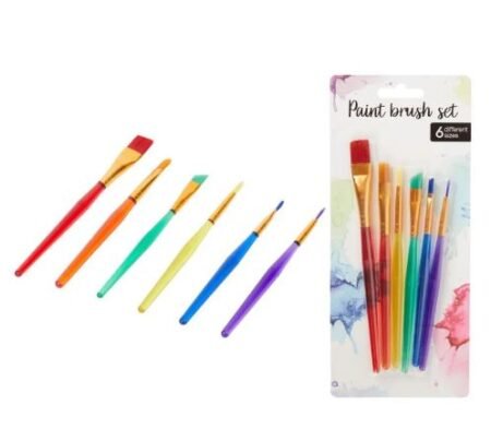 Lot x6 Pinceaux de Couleurs - Tailles différentes